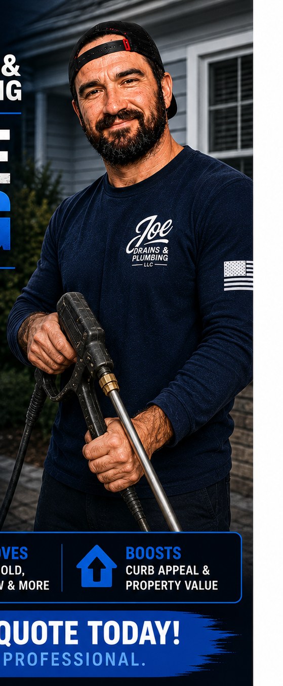 Pressure washing a driveway and home exterior.